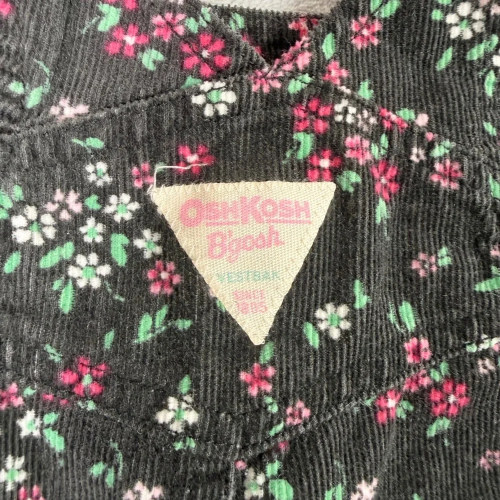 OshKosh B'gosh Overalls Kids 6 Months Black Floral Corduroy Bibs 896-0089